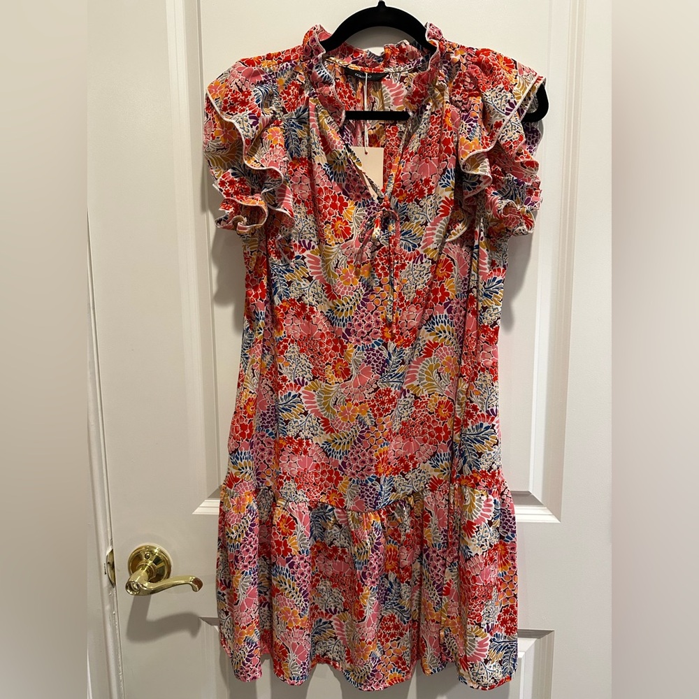 Floral Ruffle Midi Dress - Pink Multi